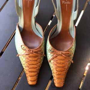 Linea Paolo Leather Alligator slingbacks